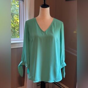 Talbots Teal V-Neck Blouse